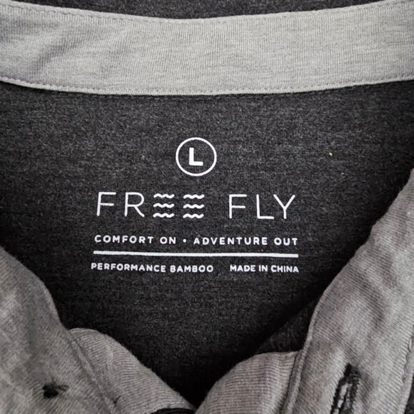 Free Fly Men's Large Dark Gray Bamboo Performance Polo Shirt Stretch - Picture 5 of 7